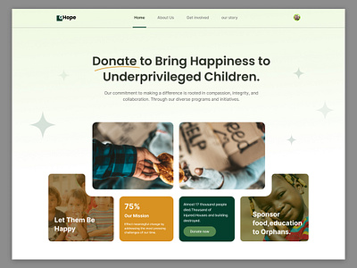 GHope charity landing page charity charity fund child community donate donation figma food fundraise help illustration landing page minimal pixelean ui uidesign uiux ux web website