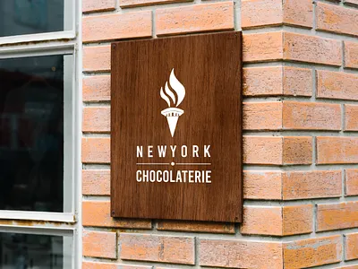 New York Chocolaterie Wood Shop Sign adobe illustrator branding corel draw design food business graphic design logo mockup photoshop
