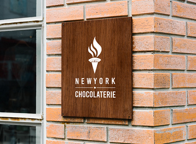 New York Chocolaterie Wood Shop Sign adobe illustrator branding corel draw design food business graphic design logo mockup photoshop