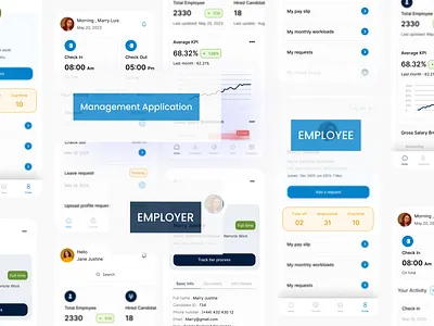 Employee Management App app app design application attendance clean design employee app employee management ess hr hr management minimalst mobile app profile saas trend ui ui design