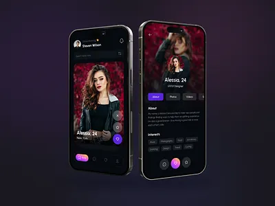 Dating App Design app design clean ui creative design dark mode dating app design ios app minimal mobile app search people trendy design ui uidesign uiinspiration uitrends ux uxdesign uxtrends visual design