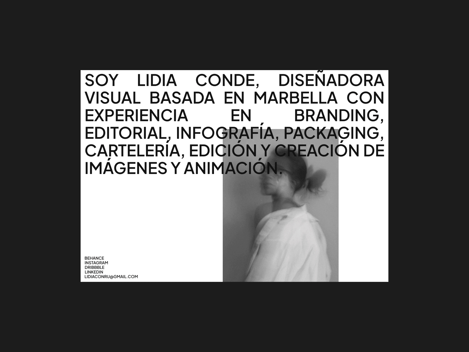 Lidia Conde.es black brand clean creative design minimal mobile neu neubrutalism personal portfolio projects responsive showroom simple typography web webdesign white