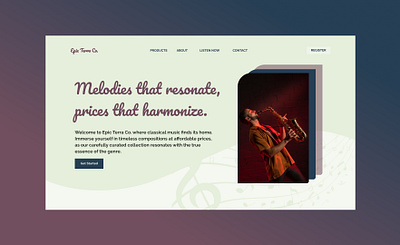 Hero Section for Classical Music Sell graphic design ui