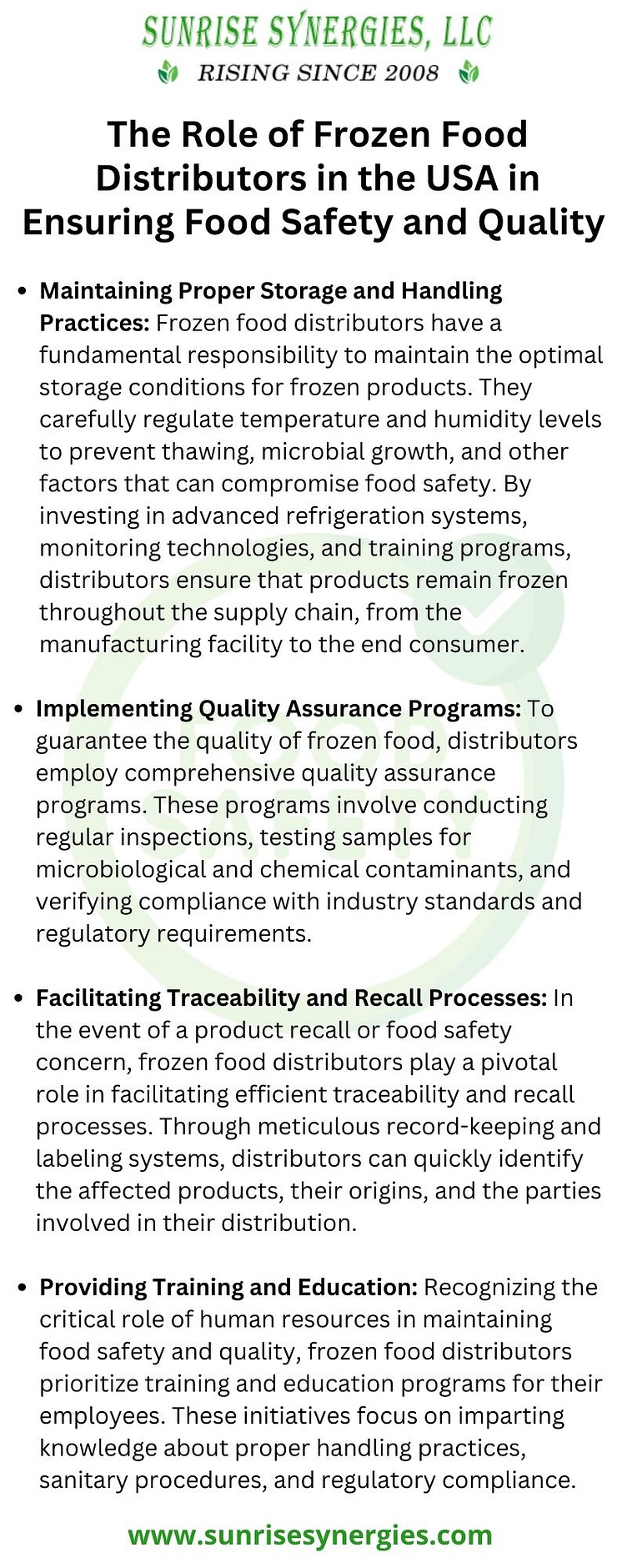 The Role of Frozen Food Distributors in the USA in Ensuring Food by