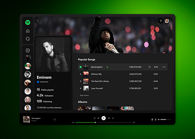 Spotify Artist Page Ui Concept app design figma graphic design pcapp photoshop spotify ui ux webui