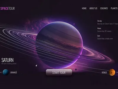 Space Tour! aftereffects animation futuristic graphic design motion graphics planets purple saturn ui web design web ui