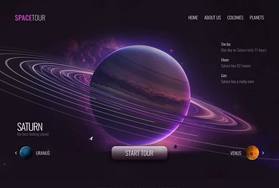 Space Tour! aftereffects animation futuristic graphic design motion graphics planets purple saturn ui web design web ui