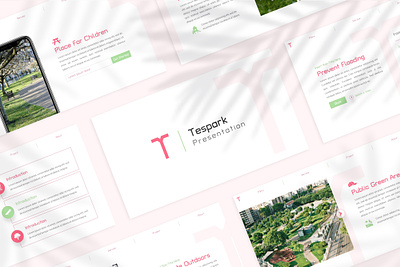 Tespark Presentation Template feminine milenial picnic pink summer white