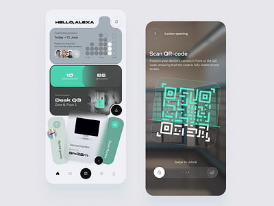 Co-Working Space Booking Service | Customer Mobile App 3d app ar augmented reality booking coworking dashboard design desk home mixed reality mobile office qr qr code space table ui vr work