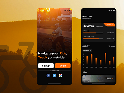Bicycle Tracker App app design bicycle figma mobile design ui ux