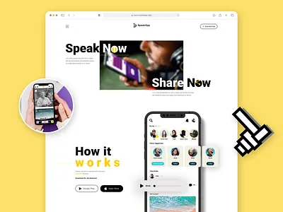 Speak App Voice Social Media Landing Page / Home Page UI app chat concept creative design figma homepage interface landing page media mockup modern post social speak uidesign uiux voice waves webapp
