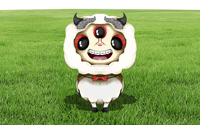 Strange but lovable character 2d art cartoon character characterdesign digital paint graphic design green illustration illustrator red sheep