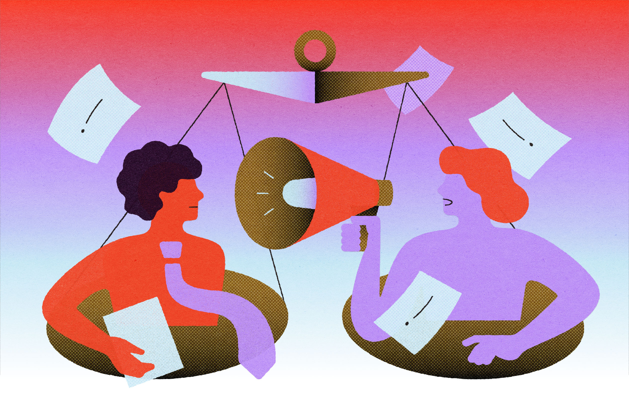 Full Disclosure business employee equal pay equality illustration income justice labor megaphone reform report rights salary scales trend trends vector work workplace