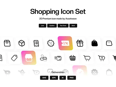 Shopping Icon Set bold design e commerce icon icon pack iconography icons iconset line market outline product product design product icon shop shopify shopping store two tone ui icon