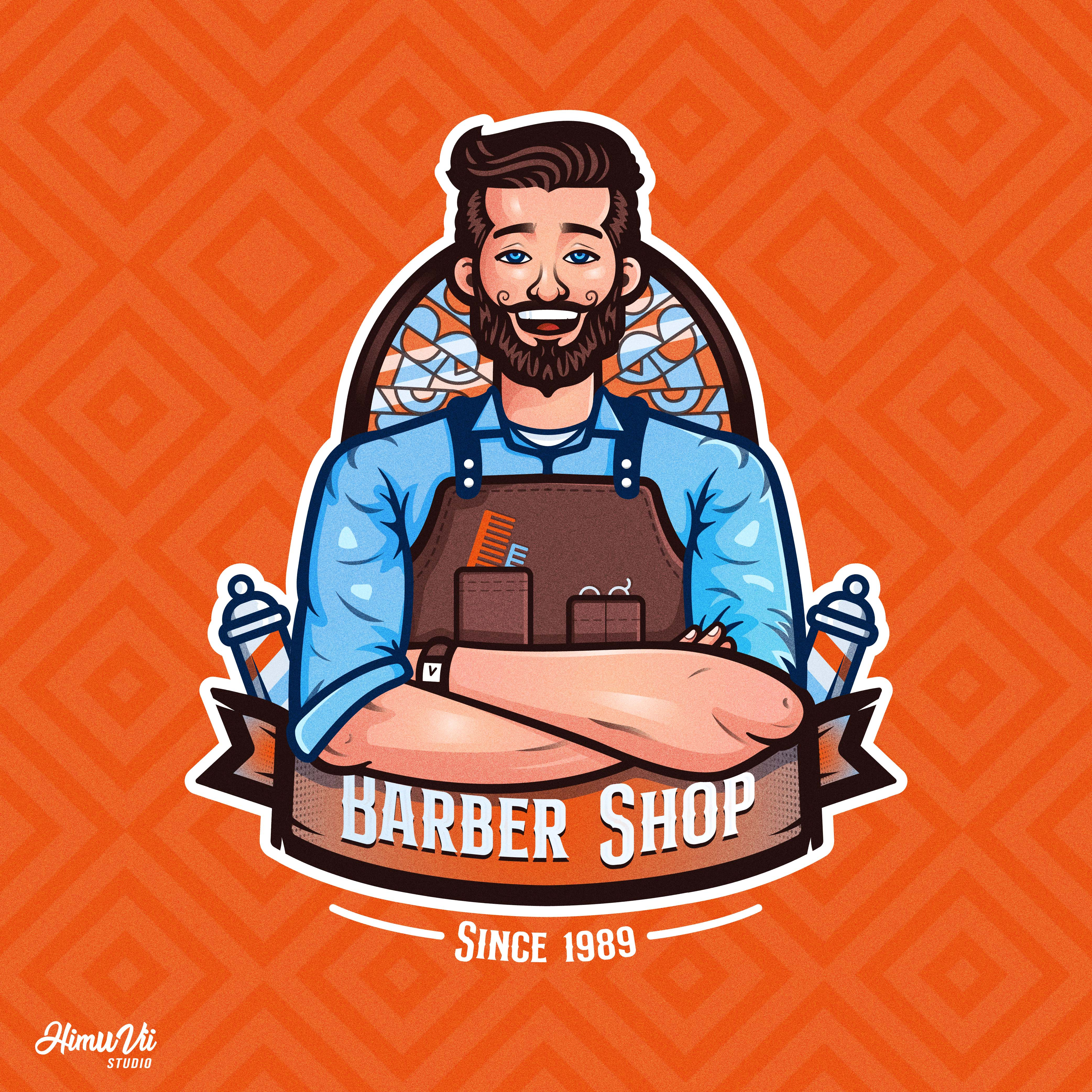BarberShop Logo adobe illustrator barber logo barbershop branding logo mascot mascotlogo
