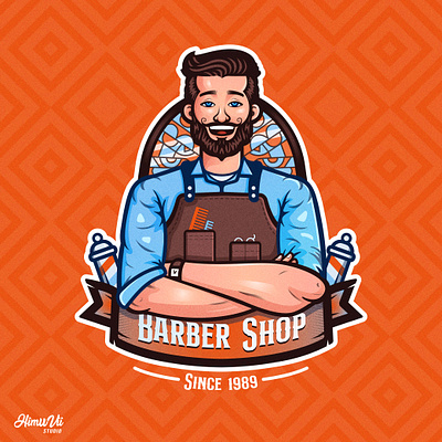 BarberShop Logo adobe illustrator barber logo barbershop branding logo mascot mascotlogo