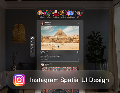Instagram for Vision OS - Spatial UI Design 3d app apple design designchallenge figma glassmorphism icon illustration instagram minimaldesign spatialui ui uidesign uiux userinterface ux vector visionos visionpro