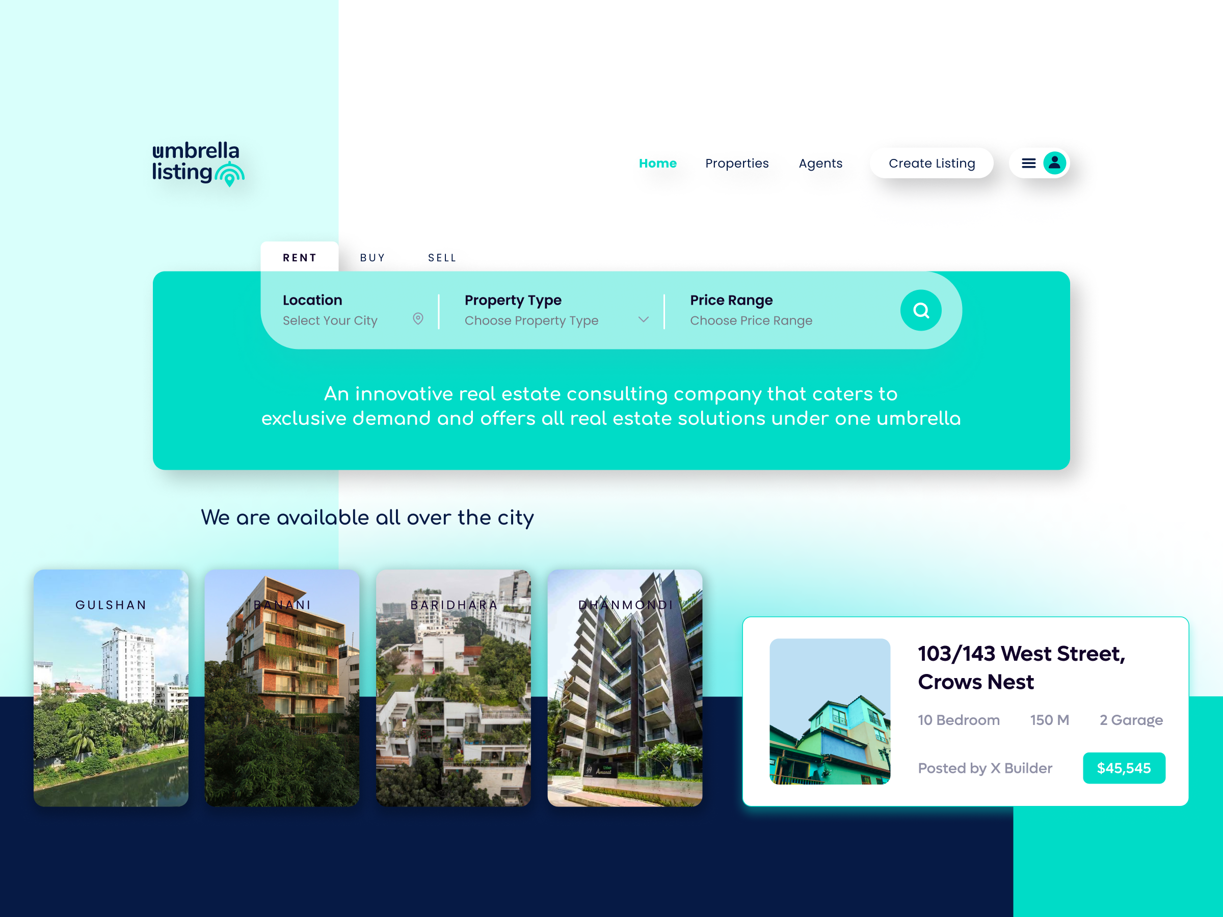 Umbrella Listing website branding design ui ux web design website