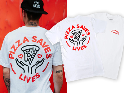 Pizza Saves Lives 🍕 alternative badge branding clothing brand creative design fashion identity illustration logo logo design pizza pizza badge print punk screen print typography who clothing