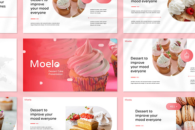 Moelo Presentation Template bakery company donuts ice pastel pink pitchdeck sweet white