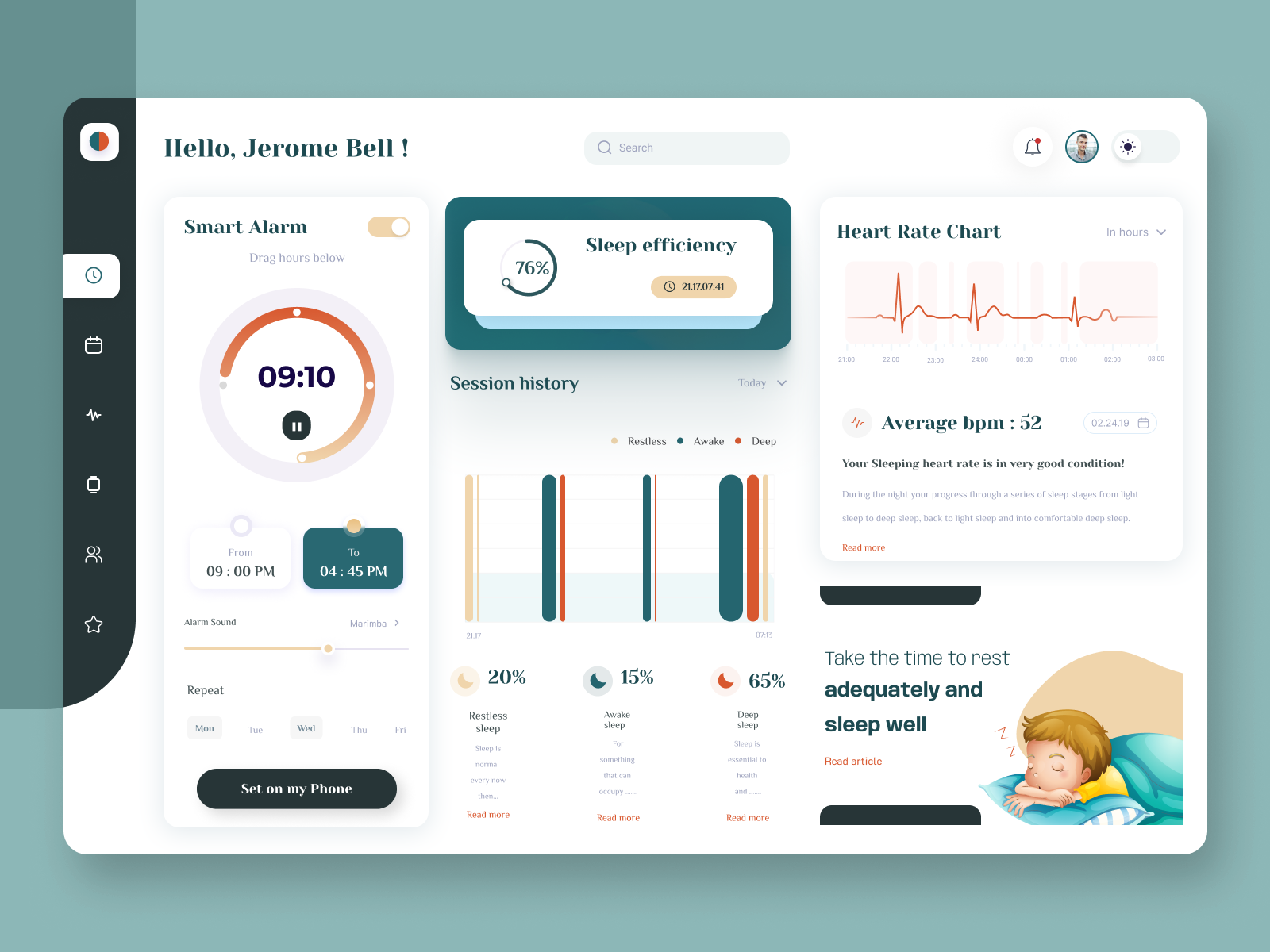 Sleep Tracker Dashboard by Ashley Technologies on Dribbble