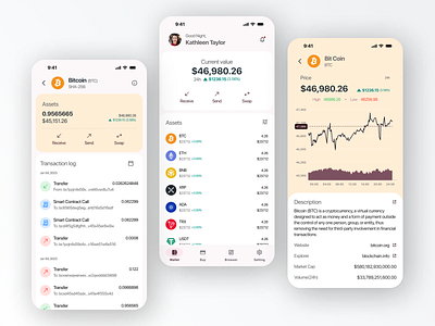 Crypto Wallet app design main page ui ux
