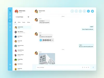 Skype Web App Redesign clean design messenger minimal mobile skype ui web white