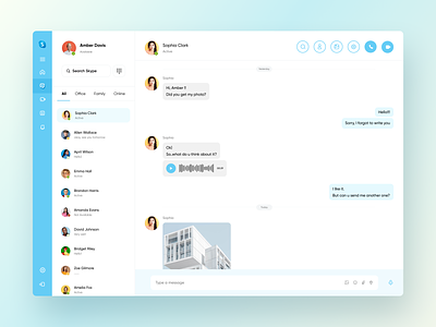 Skype Web App Redesign clean design messenger minimal mobile skype ui web white