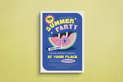 Summer Party Flyer 2d animation branding design flat design flyer graphic design illustration logo mockup template ui