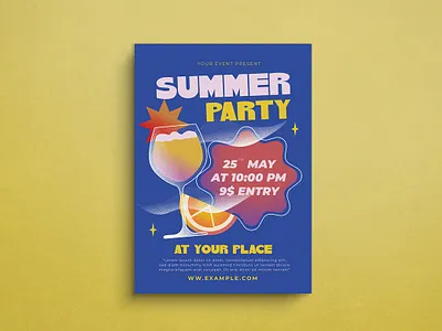 Summer Party Flyer 2d animation branding design flat design flyer graphic design illustration logo mockup template ui vintage