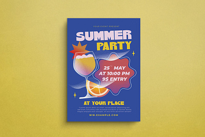 Summer Party Flyer 2d animation branding design flat design flyer graphic design illustration logo mockup template ui vintage