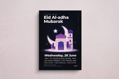 Eid Al-adha Flyer 2d animation branding design eid flat design flyer graphic design illustration islamic logo mockup ui vintage