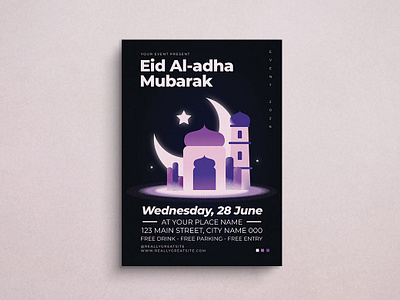 Eid Al-adha Flyer 2d animation branding design eid flat design flyer graphic design illustration islamic logo mockup ui vintage