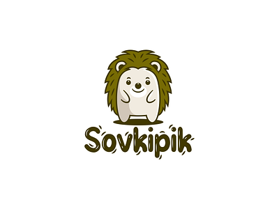 Sovkipik 2d animal branding clean cute design green illustration logo modern porcupine simple sovkipik vector