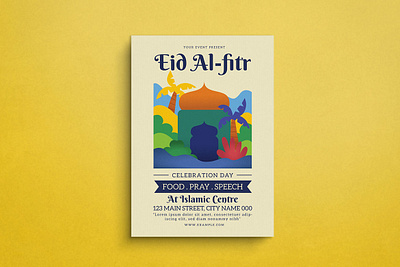 Eid Al-Fitr Flyer 2d animation branding design flat design flyer graphic design illustration logo mockup template ui