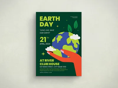 Earth Day Flyer 2d animation branding design flat design flyer graphic design illustration logo mockup template ui