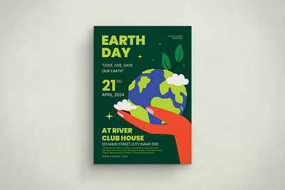 Earth Day Flyer 2d animation branding design flat design flyer graphic design illustration logo mockup template ui