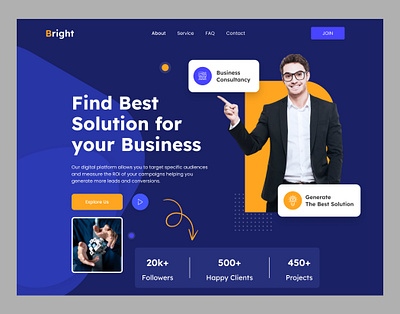 Bright - Business Solution Website agency branding business business landing page business solution business website landing page modern pixelean saas saas business saas design saas finance saas website service ui ui design web design website