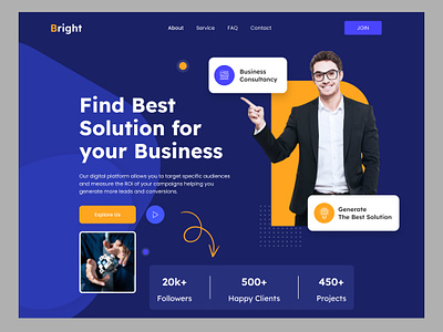Bright - Business Solution Website agency branding business business landing page business solution business website landing page modern pixelean saas saas business saas design saas finance saas website service ui ui design web design website