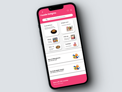 Foodie Delights/Delivery Mobile App UI/UX design in Figma figma food app graphic design ui