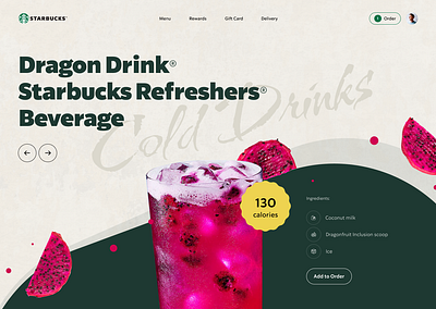 Starbucks. Cold drinks animation composition design drinks e commerce fruits slider starbuks summer typography ui web website