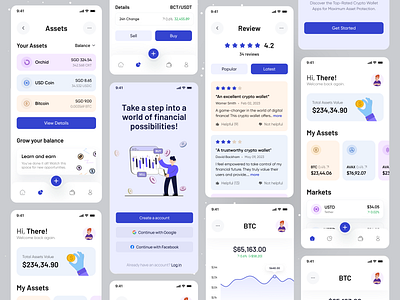 Crypto Wallet App UI app balance bitcoin clean coin corporate crypto crypto app cryptocurrency design finance graph illustration ios app mobile ofspace transaction wallet wallet app