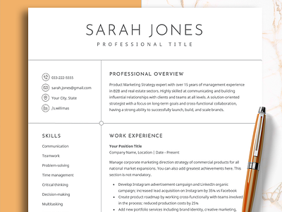 Resume Template, Professional Modern Resume, Word & Google Docs atsresume cleacv clean resume coverpage cv executive resume minimalresume modern resume modernresume professionalresum professionalresume resume template resumeformat resumeletter resumemockups resumetemplates usresume