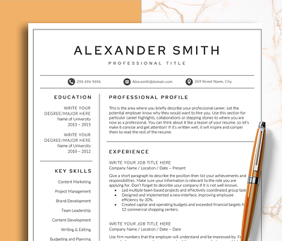 Clean Resume Templates with Cover Page, CV Template atsresume cleacv cv modernresume professionalresume resume template resumetemplates