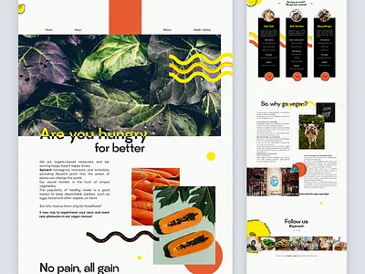 Spinach - Veggie place clean colors design food fruits graphic design healthy natural plants pop restaurant spinach ui uidesign vegan vegetables veggie webdesign website