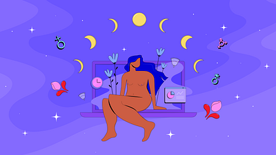 Period at work illustration cycle editorial feminist illustration moon period purple women at work work