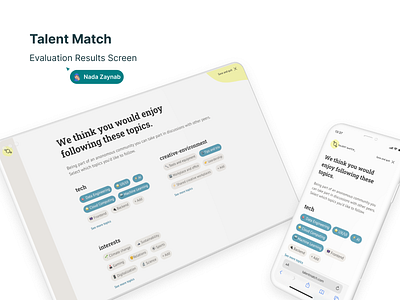 Talent Match - Evaluation Results Screen Design app b2b b2c branding dashboard design illustration logo ui vector