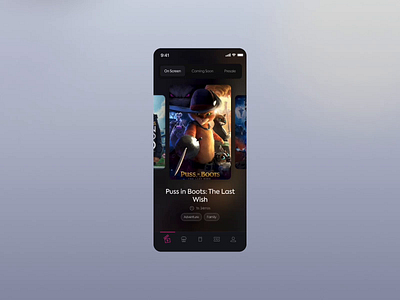 Cinema App - Concept animtion app booking cinema components concept design figma flow interactions mobile mobile app movie product stream ticket tv ui uiux ux