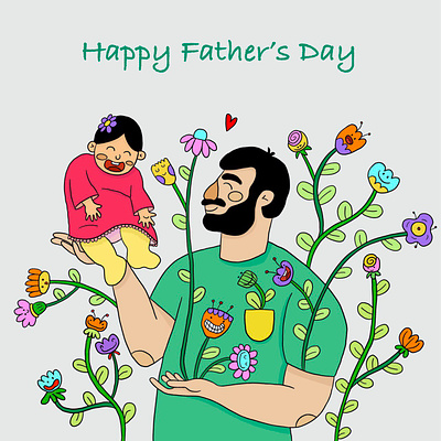 Happy Father's Day artwork baby character character design dad daddy digital art doodle father fathersday happy fathers day illustration
