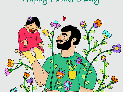 Happy Father's Day artwork baby character character design dad daddy digital art doodle father fathersday happy fathers day illustration